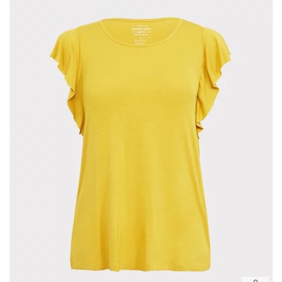 Torrid | Super Soft Bright Yellow Flutter Tee "Jade Citrus" | Size 2X - Picture 3 of 9